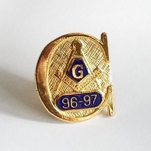 Vintage Masonic lapel pin 96-97 1996 to 1997 gold tone blue enamel Freemason